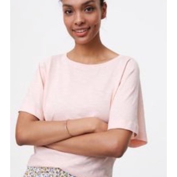 LOFT Tops - LOFT Light Pink Cotton Short Bell Sleeve Tee